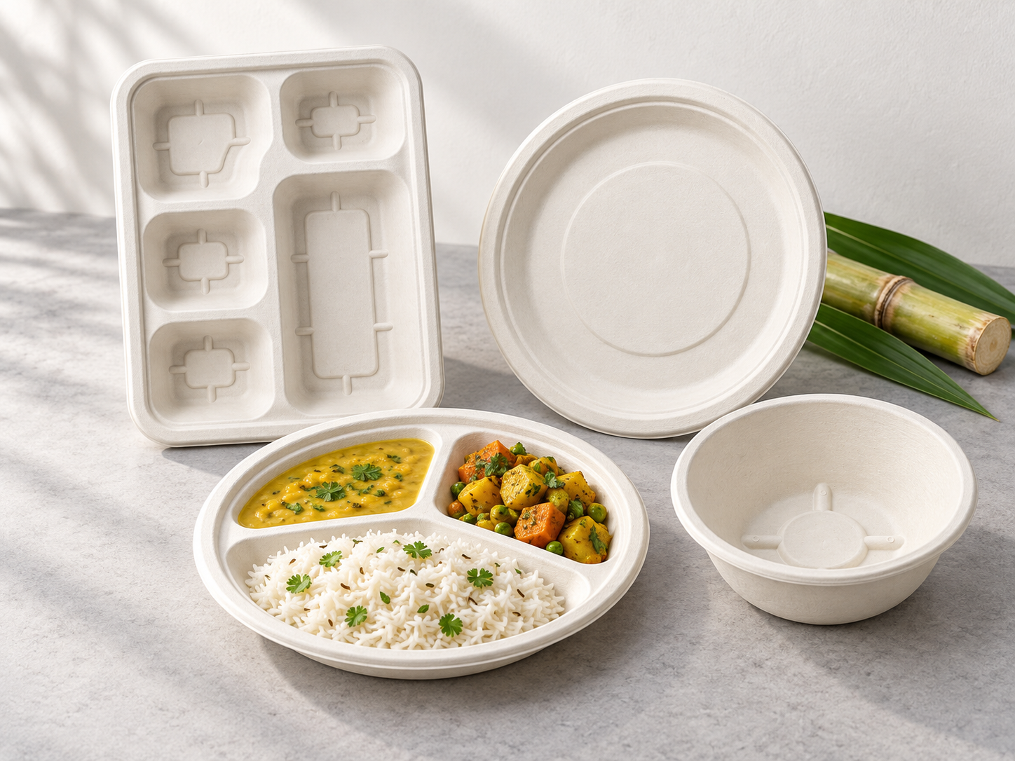 Sugarcane bagasse foodware